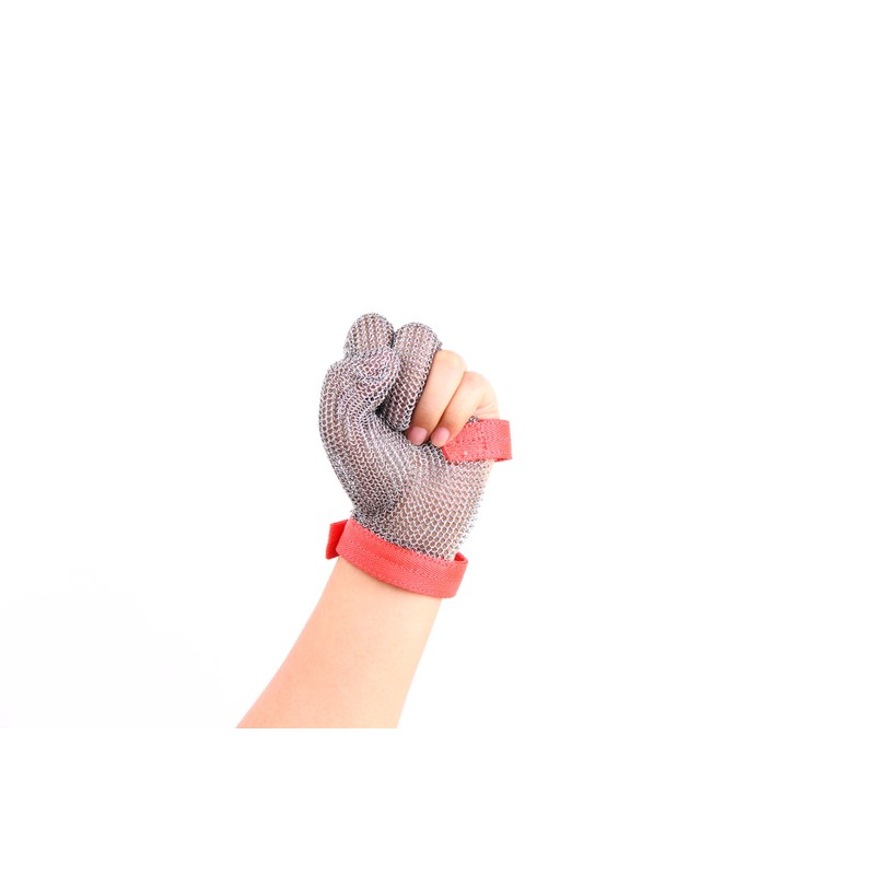 AWIORETON 3-Finger Cut Resistant Glove, Stainless Steel, Silver, Medium (Pack