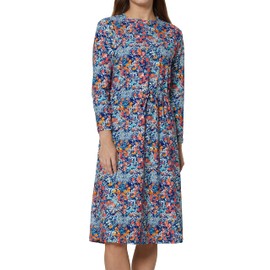 alvon Women Modest Swim Dress Knee Length Swimsuits Cover Ups UPF 50+ Sun Protection Long Sleeve Drawstring Canna XXL