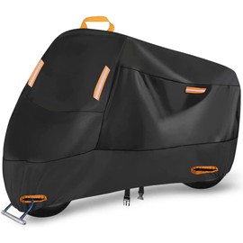 300D Heavy Duty Small Motorcycle Cover, Seceles All Season Durable Waterproof Outdoor Protection Scooter Cover with Lock-Holes Storage Bag Fits up to 72 inch Bike (M: 72" x 33" x 39")
