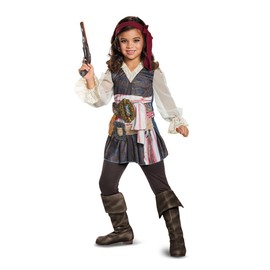 Disguise 22894l Pirates of the Caribbean POTC5 Captain Jack Sparrow Girl Classic Costume, Multicolor, Small (4-6X)