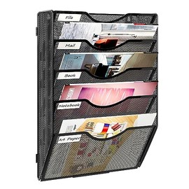 PAG Soporte para archivos de pared colgante, clasificador de correo de 5 niveles para pared, organizador de pared de oficina de malla para papeles, ca