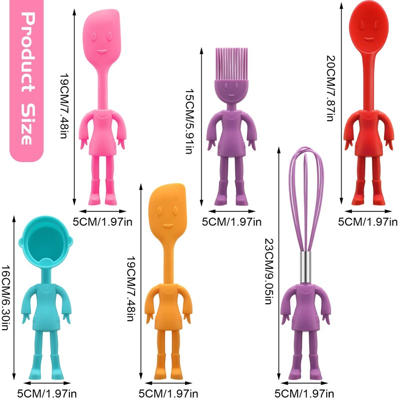 Human Shaped Kitchen Utensils Set 6 Piece Non Stick Heat