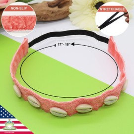 FROG SAC 3 Cowrie Shell Headbands for Girls, Seashell Headband with Puka Shells, No Slip Lace Girl Headwraps, Cute Elastic Nonslip Lace Hair Accessories for Kids