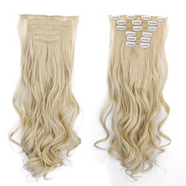 6Pcs 16 Clips 50cm Wavy Curly Full Head Clip in on Double Weft Hair Extensions (Style1)