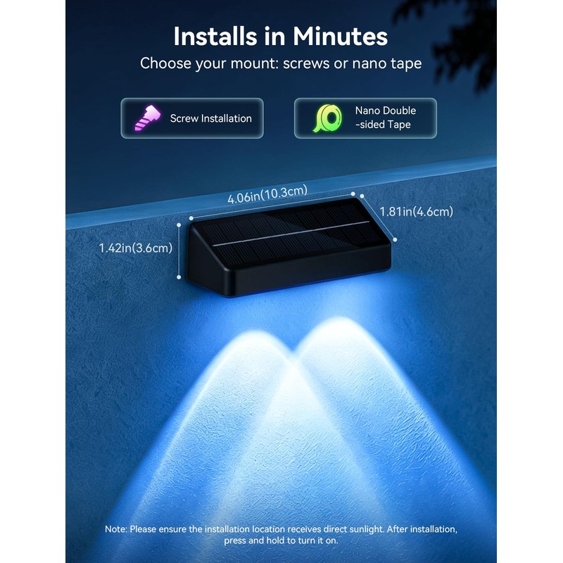 nibuuecer Solar Fence Lights Outdoor with Remote, 8 Pack 9