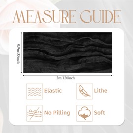 Wokceer Cheesecloth Table Runner Black 10FT Boho Gauze Christmas Cheese Cloth Table Runner for Party Long Rustic Sheer Table Runners for Baby Bridal Shower Wedding Easter Table Decor
