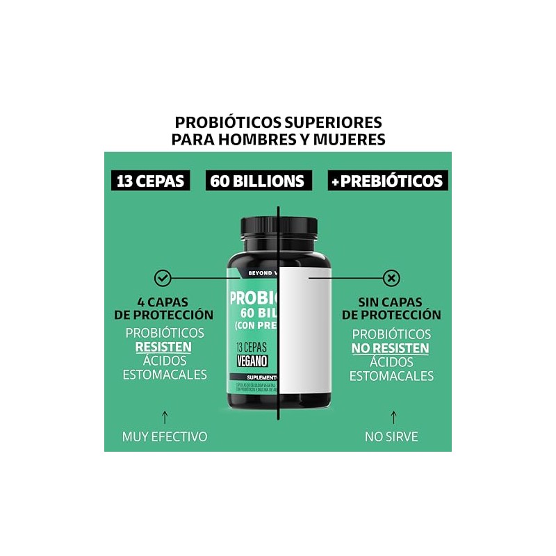 Probioticos 60 Billion UFC Prebióticos con inulina de agave 13