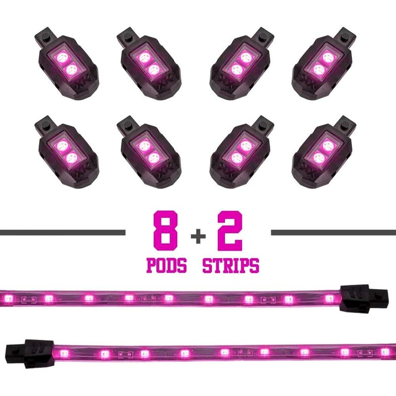 XKGLOW Pink 8 POD 2 Strip LED Universal Motorcycle Accent