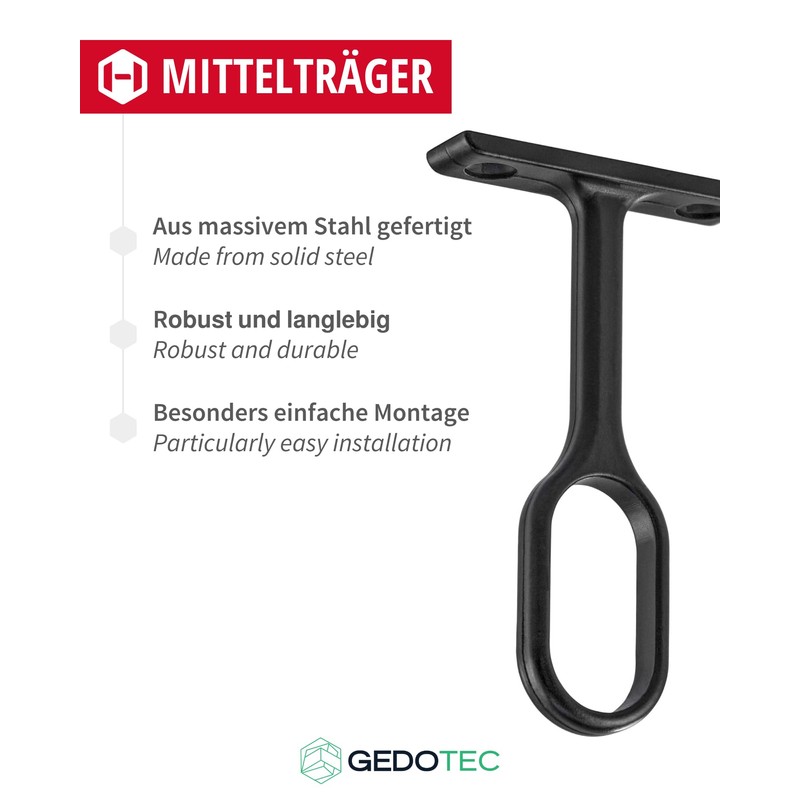 Gedotec Cupboard Rail Bearing Centre Support Bracket for Clothes Rail