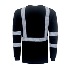 BOCOMAL FR Tee Shirts High Visibility/Hi Vis Flame Resistant/Fire Retardant Shirt 7oz Black Men's Safety Shirts