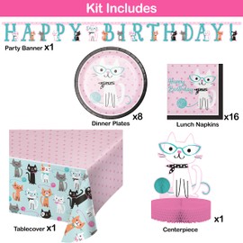 Trendware Cat Birthday Party Kit, Serves 8