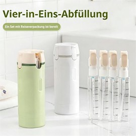 Genérico 4 in 1 Travel Bottles for Toiletries, 4 in 1 Travel Dispenser Bottle, with Scale Labels for Shampoo, Botella Dispensadora 4 En 1, Travel Bottles, for Gyms, Camping (Verde y Blanco)