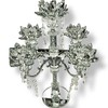 Crushed Diamond CandleHolder Silver Crystals Filled 5 Flower Tier Romany