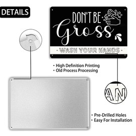 Restroom Plaque Sign Don't Be Gross Wash Your Hands Metal Tin Sign Hand Washing Signs Rustic Bathroom Wall Decor Funny Office Restroom Quote Décor 8x12 Inch