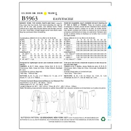 Butterick Patterns B5963 E5 Misses Robe/ Top/ Gown/ Pants and Bag, White