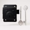 Surface-Mount Rim Lock, 76mm 3", Black Metal with 2 Keys