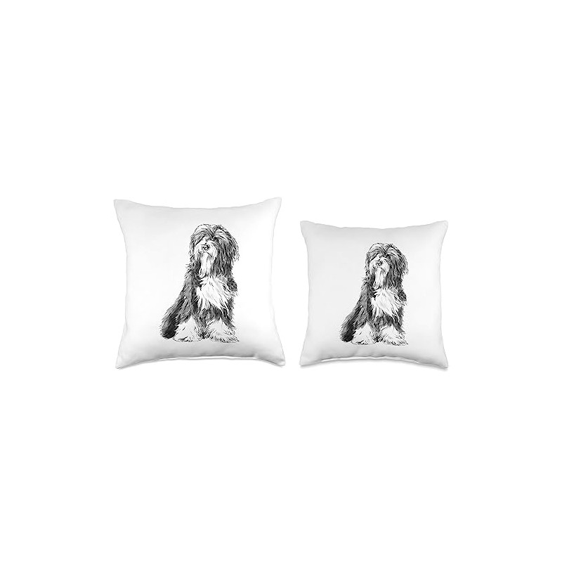 Sitting Dog Tibetan Terrier Throw Pillow