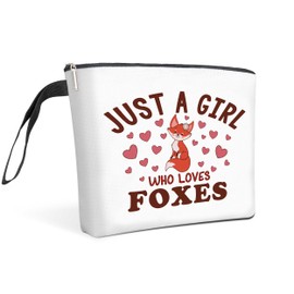 Qoqxjodd Fox Lover Makeup Bag, Birthday Friendship Gifts for Daughter Sister Women, Just A Girl Who Loves Foxes, Fox Gift, Fox Cosmetic Bag, Travel Makeup Bag Zipper Pouch - HZT26