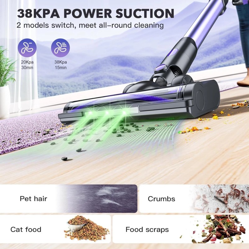 OMESER 38Kpa Cordless Vacuum Cleaner 500W Lightweight Stick Vacuum Cleaner