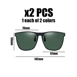 EHDWXVZM 2 Pieces Snap-on Sunglasses, Polarized Sunglasses Clips, Portable Sunglasses Clips, UV Protection Sunglasses, Unisex, Lens Green