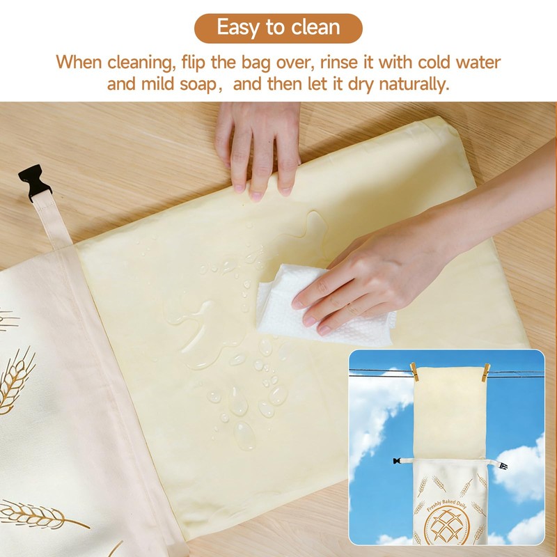 2 Pack Beeswax Bread Bags for Sourdough, Reusable 13"×17" Cotton