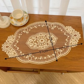 Set of 2 29 cm x 51 cm Embroidered Lace Placemat Coasters Retro Lace Embroidery Placemats Crochet Lace Doilies for Table Decoration Festival Decoration Wedding Decoration Camel