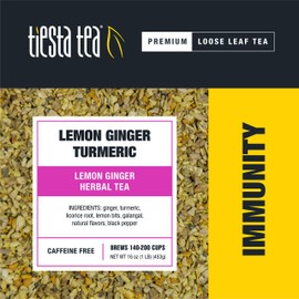 Tiesta Tea - Lemon Ginger Turmeric | Lemon Ginger Herbal Tea | Loose Leaf Tea | Up to 200 Cups | Make Hot or Iced | Non-Caffeinated | 16 Ounce Resealable Bulk Pouch