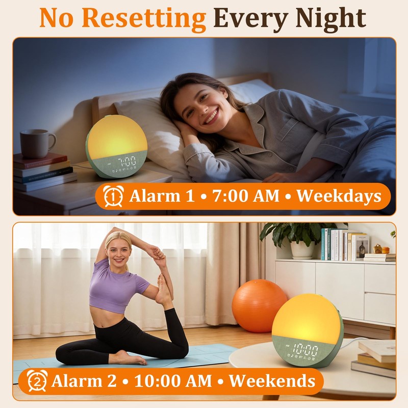 Sunrise Alarm Clock with Noise Machine: Natural Wake Up for