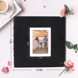 RECUTMS Photo Album 4x6 600 Photos Large Capacity Leather Cover Picture Albums with 600 Horizontal and Vertical Pockets for Family Wedding Anniversary Baby (Black)