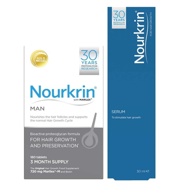 Nourkrin Man, 3 Month Supply + 30ml Serum