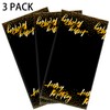 Aneco 3 Pack Black Gold Happy Birthday Tablecloth Table Cloth