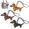 FLEXNOVA Dackel Anhänger, 3 Stück Dackel Schlüsselanhänger, Süßer Leder Schlüsselanhänger