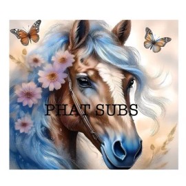 Unbranded 20oz Sublimation Tumbler Wrap Blue Maned Horse Ready To Press Heat Transfer