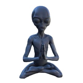 TOPINCN Meditating Statue, Extraterrestrial Figurine Unique Retro Garden Sculpture Handmade Resin Figurines Indoor Outdoor Decor (Meditation Alien)