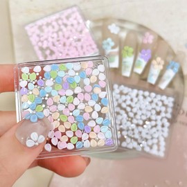 CHANGAR Petal Nail Charms Set Pink White Multi-Color Petal Resin Nail Accessories - Suitable for DIY Small Flowers in Nail Art Decoration & DIY Crafting Design (3 Boxes)