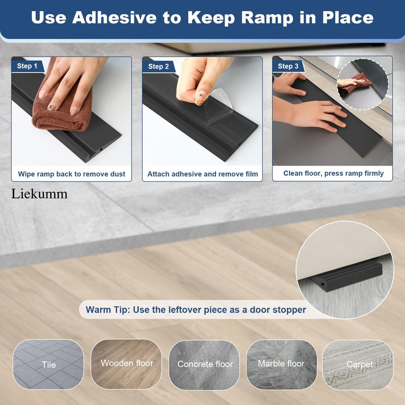 LIEKUMM 3/4" Rise PVC Threshold Ramp for Doorways, 1700 Lbs