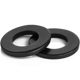 #6 x 0.375 OD SAE Black Flat Washer, 18-8 (304) Stainless Steel Black Coating Washer, 100Pcs