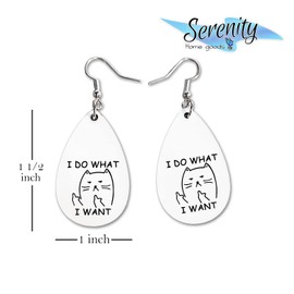 Novelty Fun Dangle Earrings Set | Cute Girls Womens Jewelry Earings | Double Sided Print | Holiday Gifts | I Do What I Want Cat XMAS Adorable Fashion Accessories