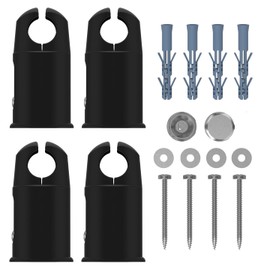 MyHomeware Clamp Brackets for Heated Towel Rail Radiators Flat & Curved (Black, 19mm Tube Width)