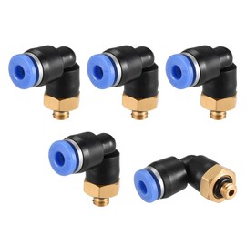 uxcell Push to Connect Tube Fitting Male Elbow 4mm Tube OD x M5 Thread Pneumatic Air Push Fit Lock Fitting Blue