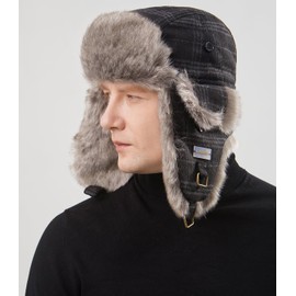 Winter Trapper Hat for Men and Women,Wool Russian Ushanka Aviator Warm Cold Proof Ski Hunting Cycling Winter Hats Black