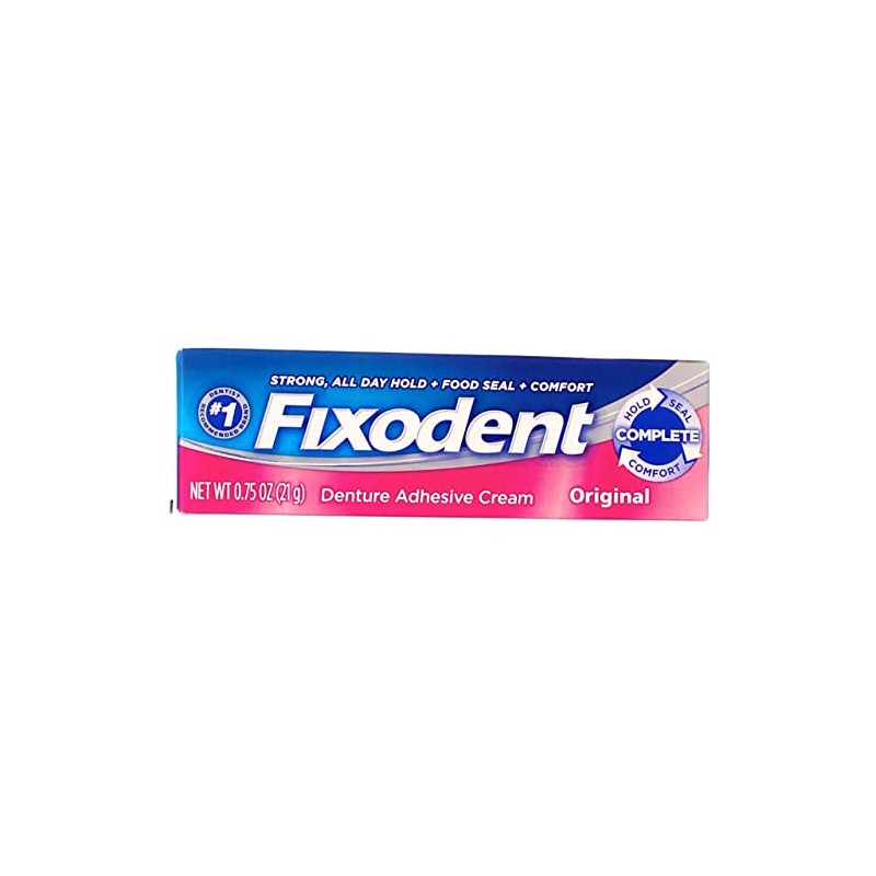 Fixodent Crema adhesiva para dentaduras postizas original, 21 g (paquete