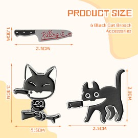 Lilbitty 6 Piece Black Cat Enamel Pin Set, Funny Cat Brooch for Jackets, Bags and Backpacks, Cute Animal Pins for Men and Women, Creative Decoration for Clothing