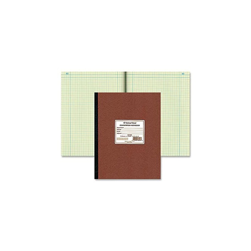 National Brand Computation Notebook, 4 X 4 Quad, Brown, Green