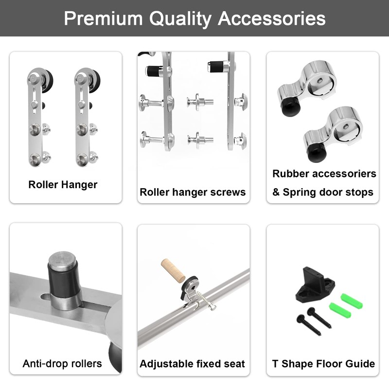 TSMST 5.5FT Sliding Barn Door Hardware Kit, Stainless Steel Heavy