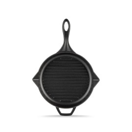 HOSSE Enameled Cast Iron Signature Skillet Grill Pan 11" Round- 6 COLORS - Matte Black