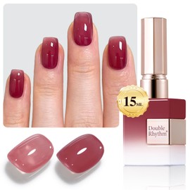 Double Rhythm Translucent Gel Polish Sheer Neutral Natural Light Milky Same Color Same Bottle 15ML Jelly Nail Polish Nail Art DIY at Home (Pink Purple-A1375)