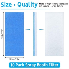 10 Pack Airbrush Spray Booth Filter Replacement Air Filter Airbrush Paint Booth Exhaust Filters Accessories Fits for Master, Paasche, Sky Enterprise, Airhobby(16" x 7" x 0.5")