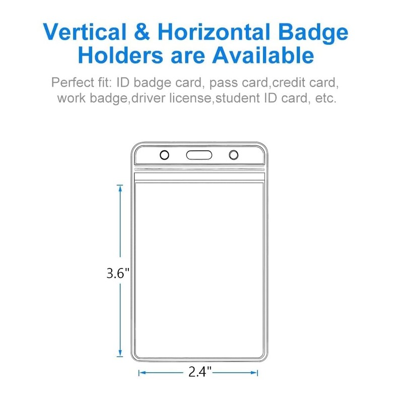 YENGON 5 Pcs Vertical ID Badge Holder, Premium Clear Plastic