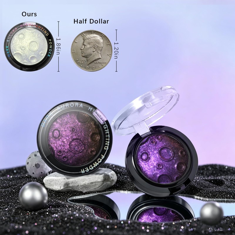 Dark Purple Glitter Eyeshadow Palette, Smoky Shimmer Metallic Single Eyeshadow,